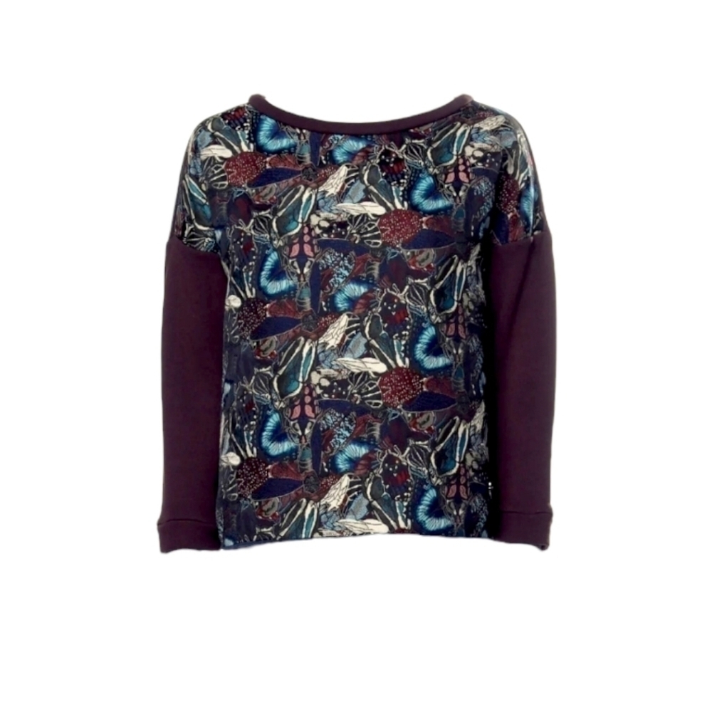 Moncler Maglia Girocollo Burgundy Floral Sweatshirt